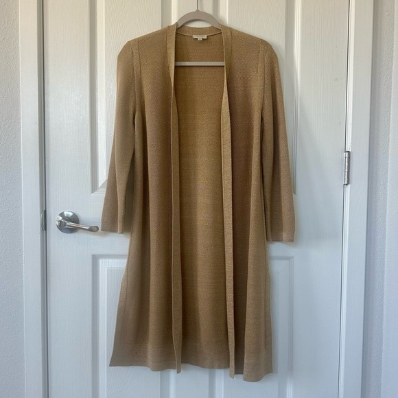 Talbots Tan Open Cardigan with Metallic Thread Size Small - Picture 4 of 9
